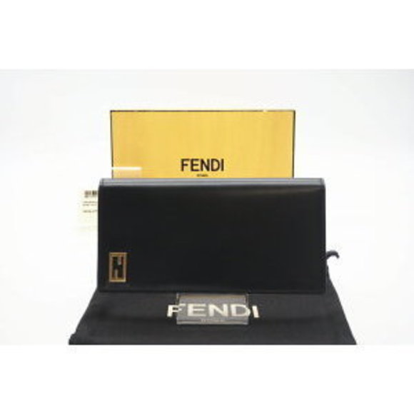 Fendi Long Fold Black Wallet FF Continental - Picture 1 of 9